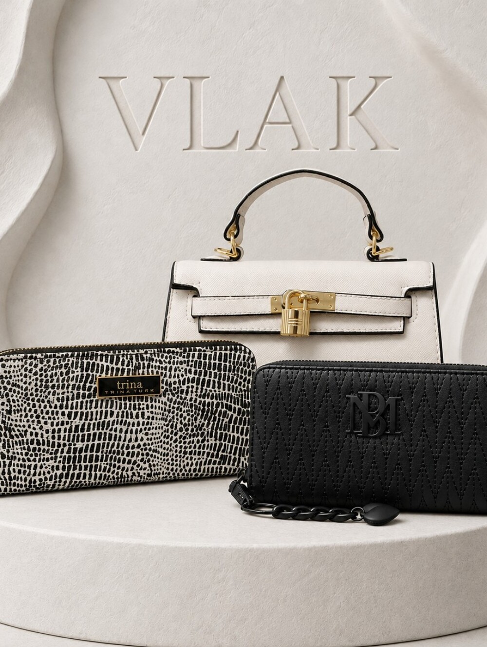 White Satchel Bag + Badgley Mischka+Trina Turk Wallet - Inventory Closeout Sale!